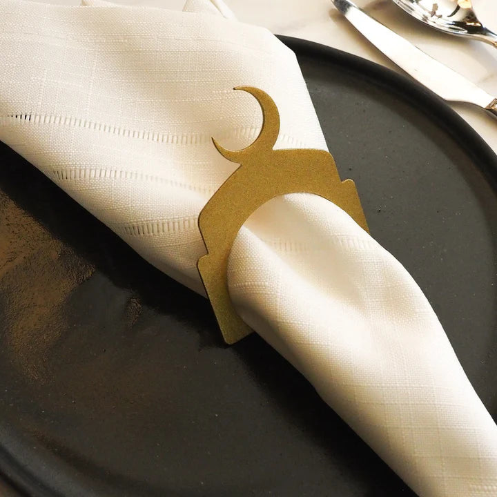 Cincin Serbet dari Logam Bermotif Bulan Sabit (Set Isi 12)