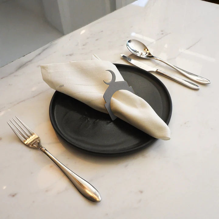 Cincin Serbet dari Logam Bermotif Bulan Sabit (Set Isi 12)